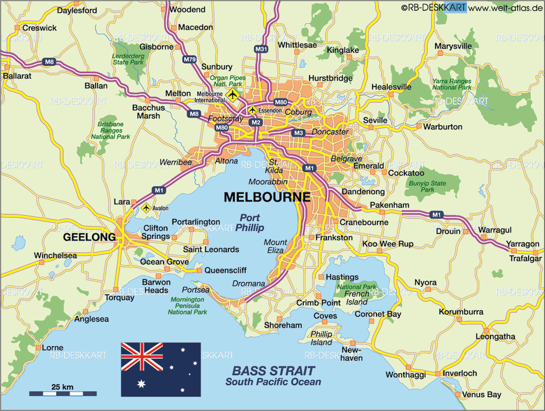 melbourne city  map